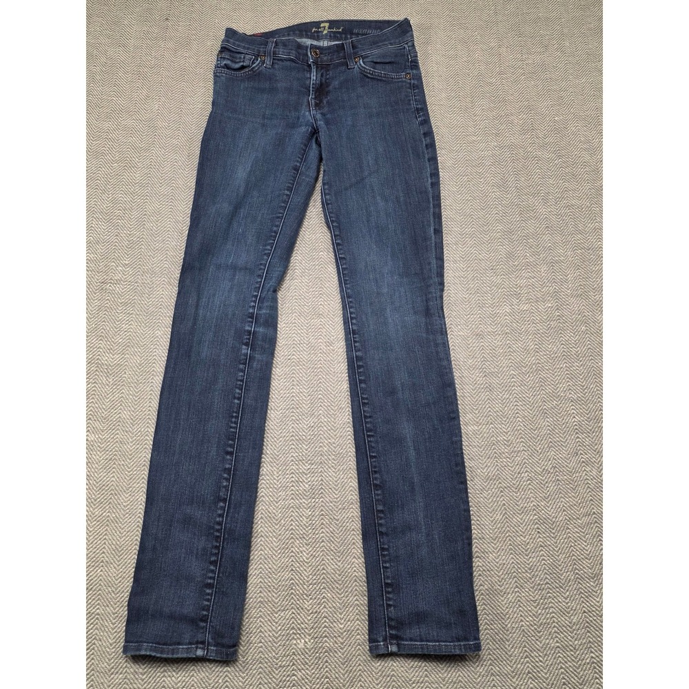 7 For‎ All Mankind Roxanne Slim Straight Jeans Dark Wash Blue Womens Size 24